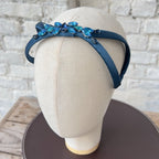 Eve Brodé Headband in Teal Blue Satin