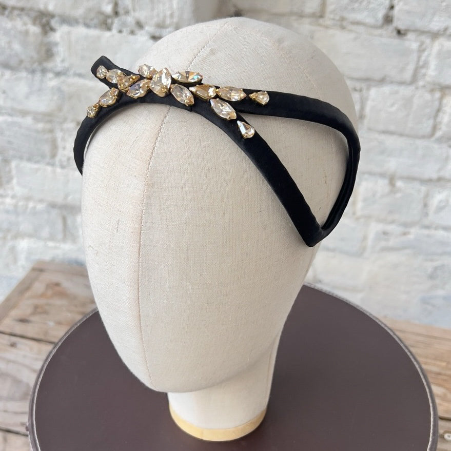 Cerchietto Eve Brodé in Raso Nero