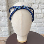 Cerchietto Eve Brodé in Raso Blu