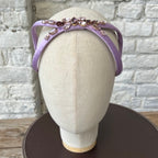 Eve Brodé Headband in Lilac Satin