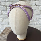 Eve Brodé Headband in Lilac Satin