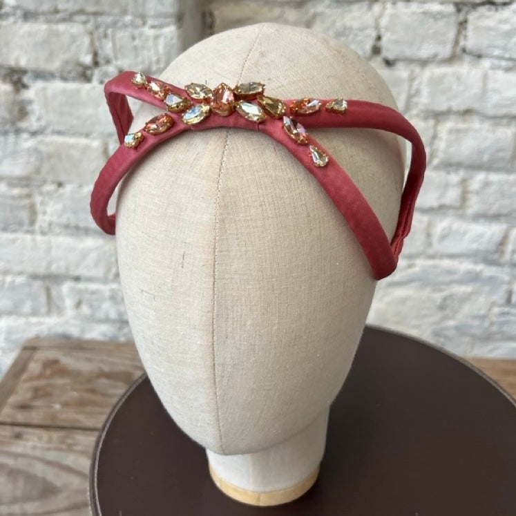 Cerchietto Eve Brodé in Raso Rosa