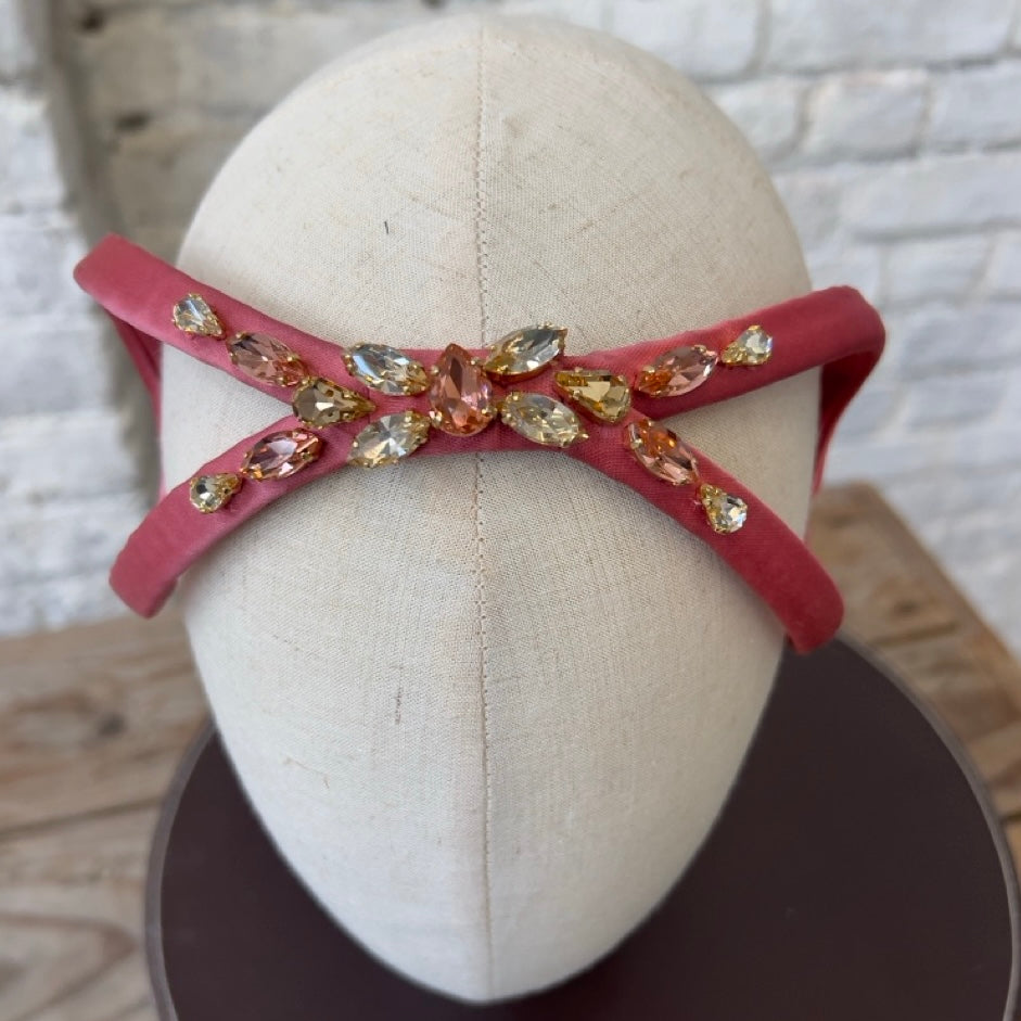 Cerchietto Eve Brodé in Raso Rosa