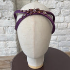 Cerchietto Eve Brodé in Raso Viola Melanzana