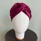 Turban en velours bordeaux