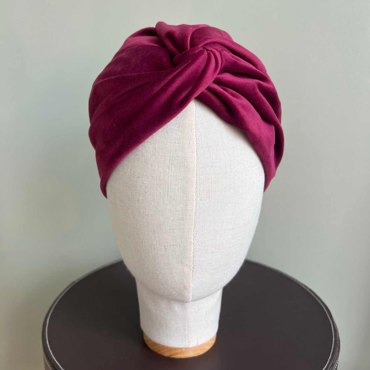 Turban en velours bordeaux