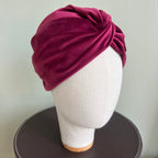 Turban en velours bordeaux