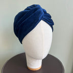 Turbante in Velluto Blu Inteso