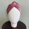 Turban en velours rose antique