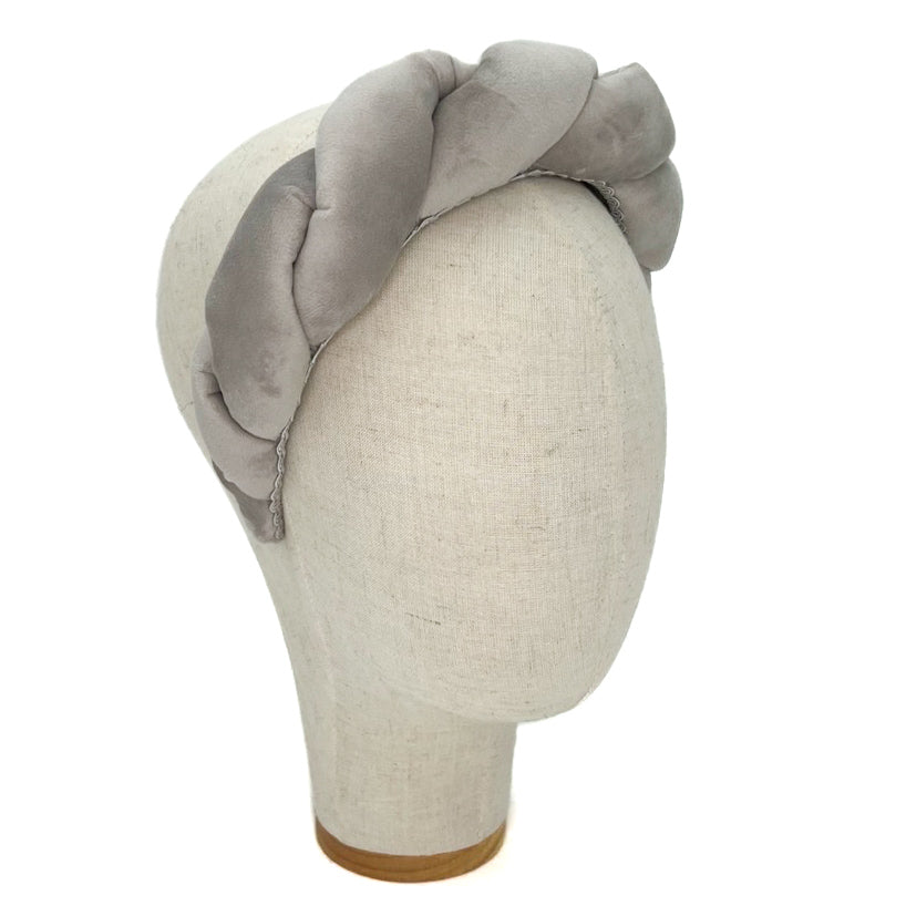 Cerchietto Lilly in Velluto Grigio Perla