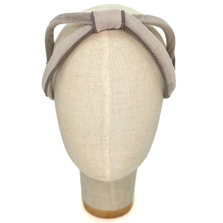 Cerchietto Eve in Velluto Grigio Perla