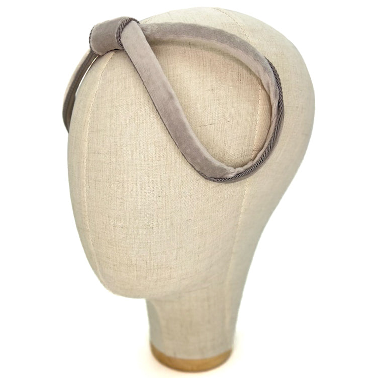 Cerchietto Eve in Velluto Grigio Perla