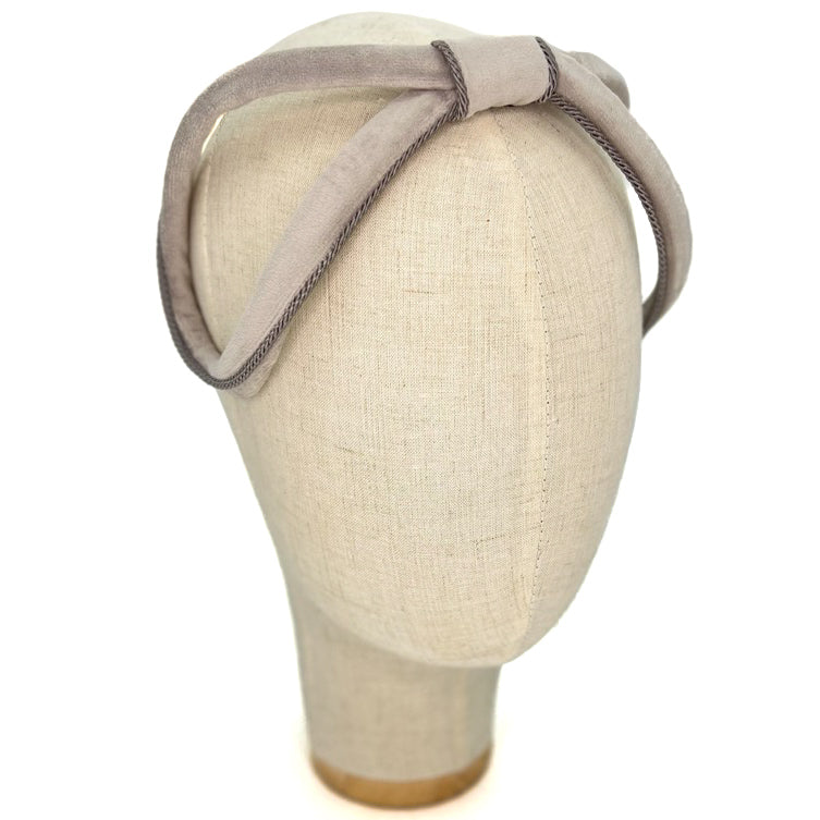 Cerchietto Eve in Velluto Grigio Perla