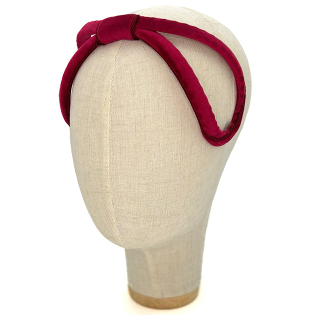 Cerchietto Eve in Velluto Marrone Rosso Ciliegia