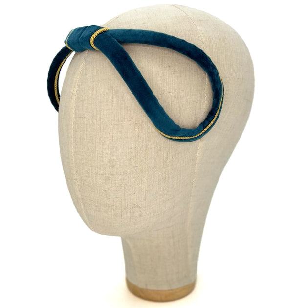 Cerchietto Eve in Velluto Blu Ottanio