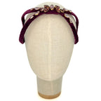 Serre-tête Eve Brodé en velours violet aubergine