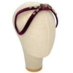 Serre-tête Eve Brodé en velours violet aubergine