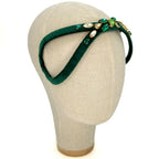 Serre-tête Eve Brodé en velours vert forêt