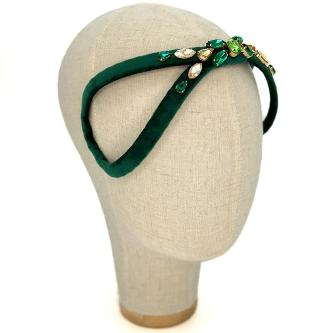 Cerchietto Eve Brodé in Velluto Verde Foresta