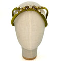 Eve Brodé Headband in Olive Green Velvet