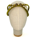 Eve Brodé Headband in Olive Green Velvet