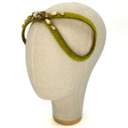 Eve Brodé Headband in Olive Green Velvet