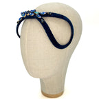 Cerchietto Eve Brodé in Velluto Blu Intenso