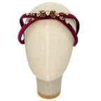 Serre-tête Eve Brodé en Velours Bordeaux