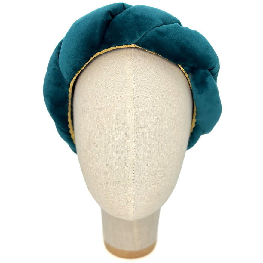 Cerchietto Lilly in Velluto Verde Pavone