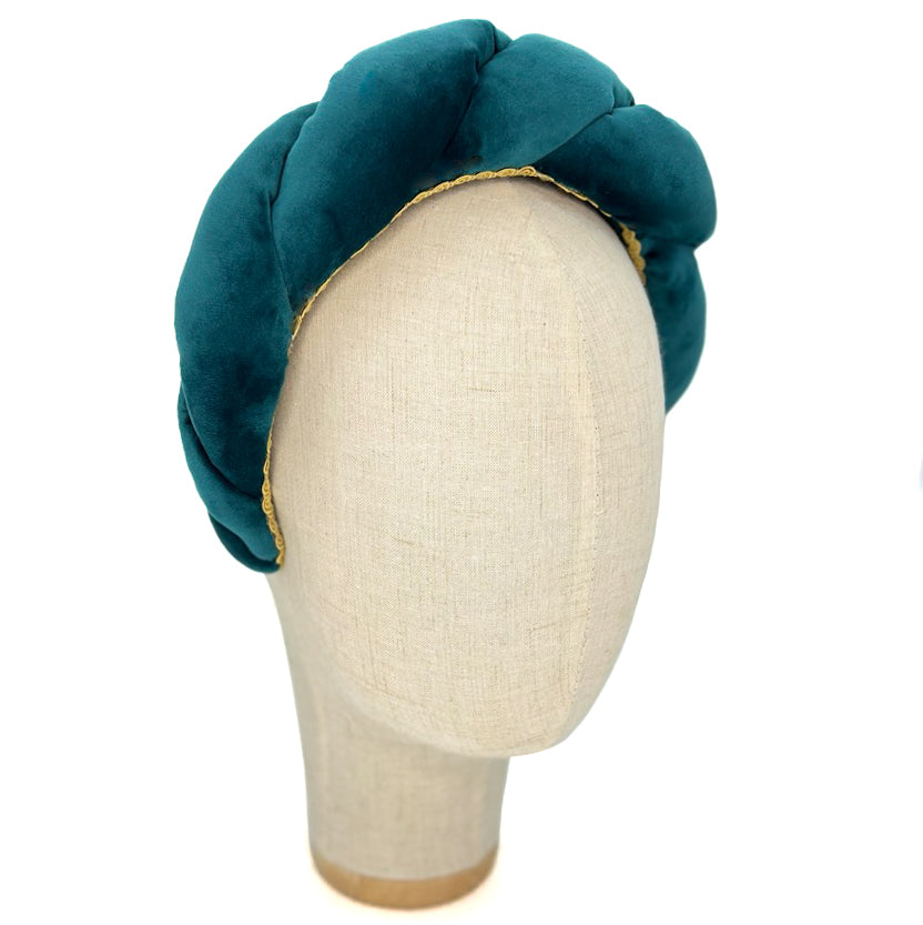 Cerchietto Lilly in Velluto Verde Pavone