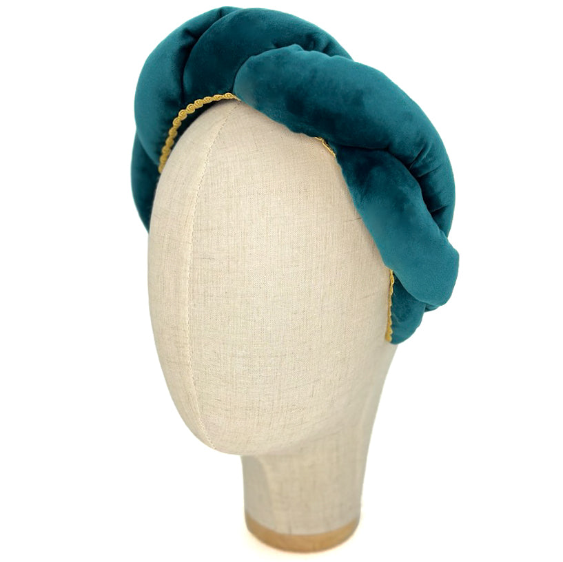 Cerchietto Lilly in Velluto Verde Pavone