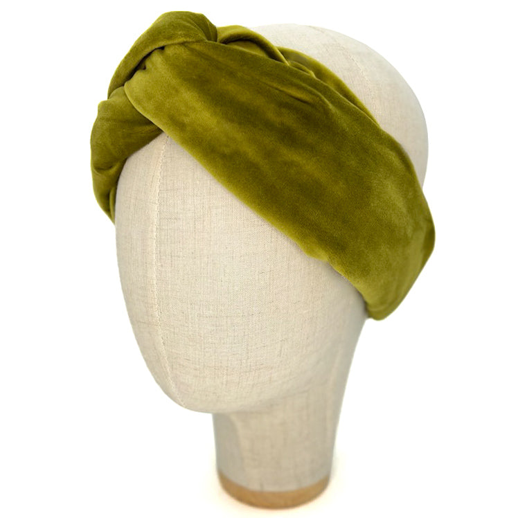 Fascia Audrey in Velluto Verde Oliva