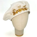 Cream Beret with Floral Elements