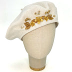 Cream Beret with Floral Elements