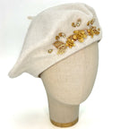 Cream Beret with Floral Elements