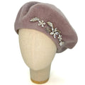 Light Grey Beret With Crystals