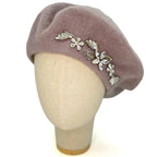 Light Grey Beret With Crystals