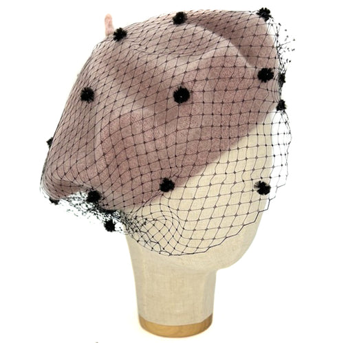 Béret gris tourterelle avec voile