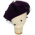 Béret aubergine violet foncé avec voile