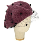  Béret bordeaux mélange avec voile