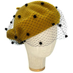 Mustard Beret with Veil