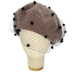 Béret beige chiné avec voile