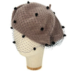 Béret beige chiné avec voile