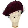 Dark Bordeaux Beret with Veil