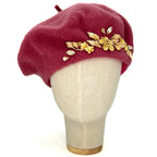 Antique Pink Beret with Floral Elements