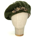 Mélange Green Beret With Crystals