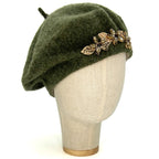 Mélange Green Beret With Crystals