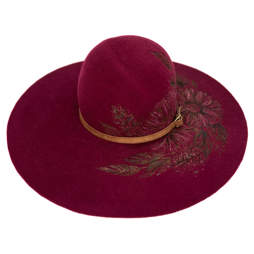 Cappello Fleurs Brûlées a Falda Larga Bordeaux