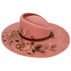 Cappello Fleurs Brûlées a Falda Larga Rosa Antico