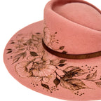Cappello Fleurs Brûlées a Falda Larga Rosa Antico